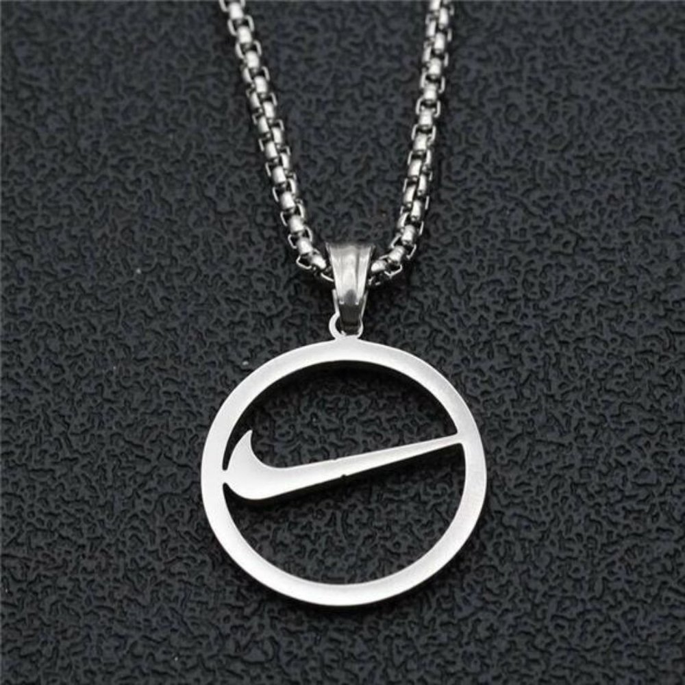 NEW Nike SILVER NECKLACE PLATED METAL 20" INCH CHAIN WITH ADJUSTER SWOOSH TICK